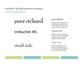Branding Guidelines Pg. 3, Typography Specs by Christine G. Adamo of WriteReviseEdit.com